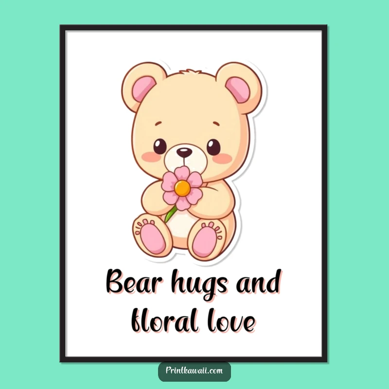 Free Printable Wall Art: Content Teddy Bear, Funny & Sweet Downloadable Decor!