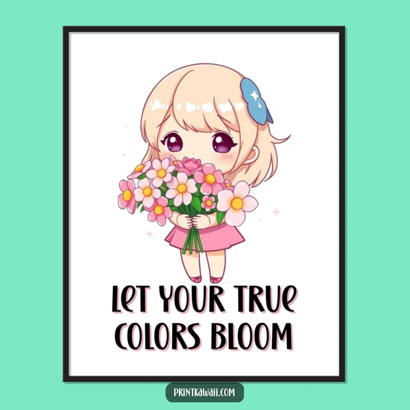 Free Printable Wall Art: Floral Kawaii Bouquet - Elegant Decor