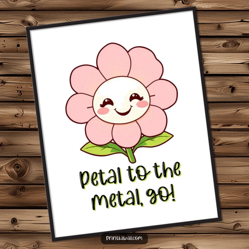 Funny Free Printable Wall Art: A happy flower character smiling and blooming vibrantly, perfect for downloadable cheerful decor.