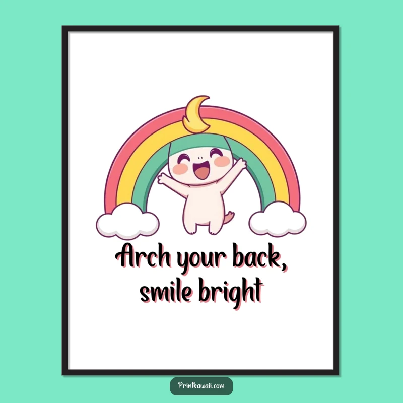 Free Printable Wall Art: Joyful Rainbow Character Colorful Downloadable Art
