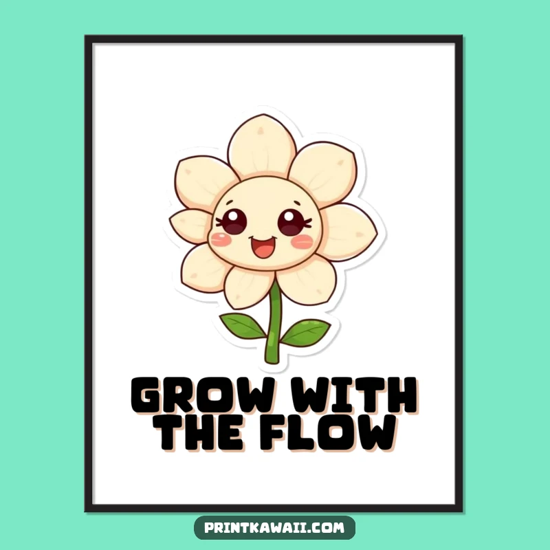 Funny Free Printable Wall Art: Happy Flower Bloom, Cheerful Downloadable Art Gift