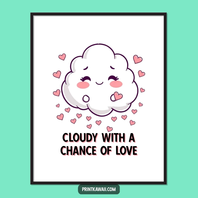 Funny Free Printable Wall Art: Heart Rain Cloud for a Romantic Downloadable Decor