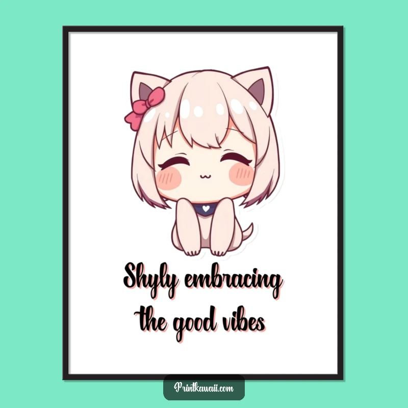 Funny Free Printable Wall Art: Shy Blushing Kawaii Downloadable Decor!