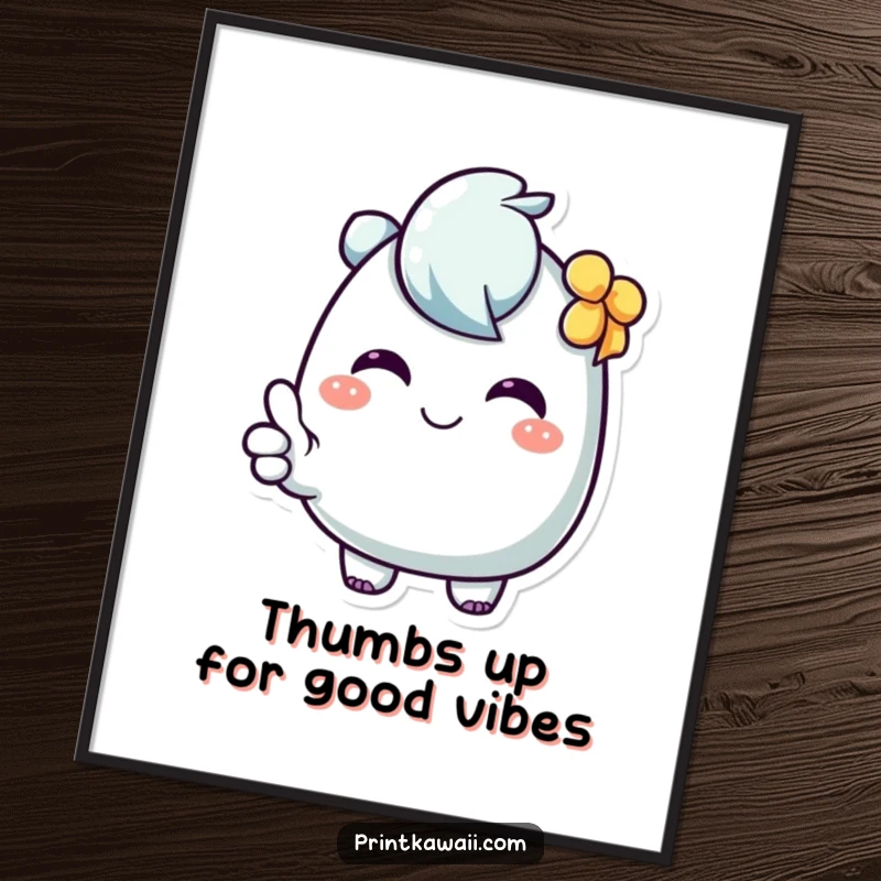 Funny Free Printable Wall Art: A Sweet Character Making a Cheerful, Confident Thumbs Up Gesture.