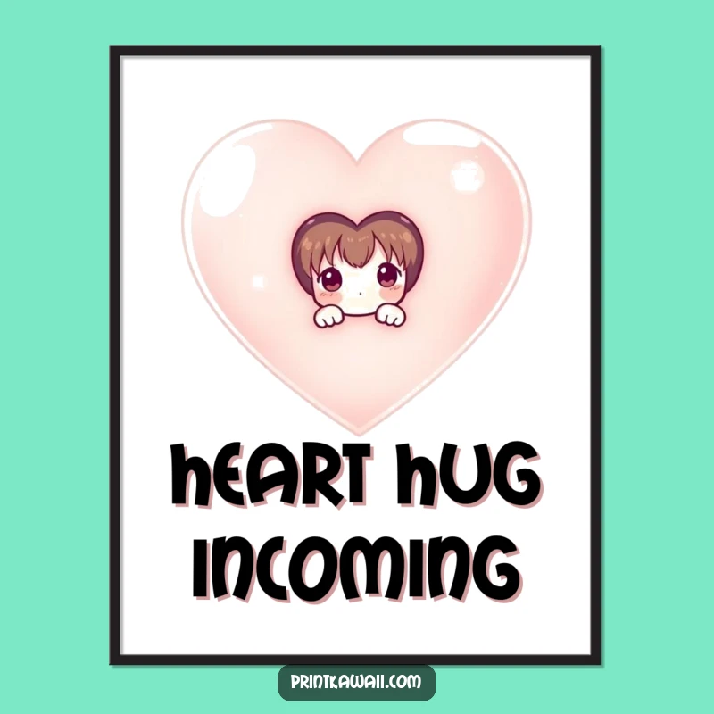 Funny Free Printable Wall Art: Shy Heart Peeker - Whimsical Downloadable Decor for Sweet Spaces