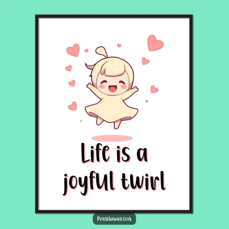 Free Printable Wall Art: Joyful Spin Character - Whimsical Downloadable Decor