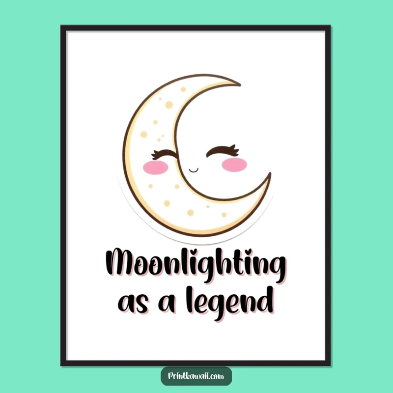 Free Printable Wall Art: Winking Moon Character Funny Downloadable Design