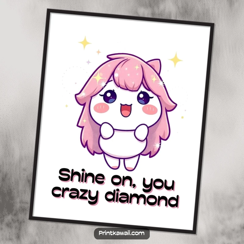 Funny Free Printable Wall Art: A stylized sparkle character radiating pure delight and shimmering energy, perfect for downloadable humorous decor.