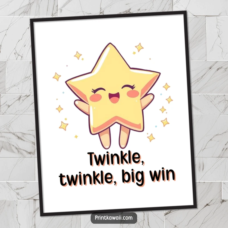 Free Printable Wall Art: A radiant star character spinning energetically with immense joy.