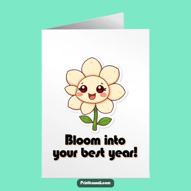 Free Printable Birthday Card: Happy Flower Bloom, Cheerful Downloadable Birthday Gift