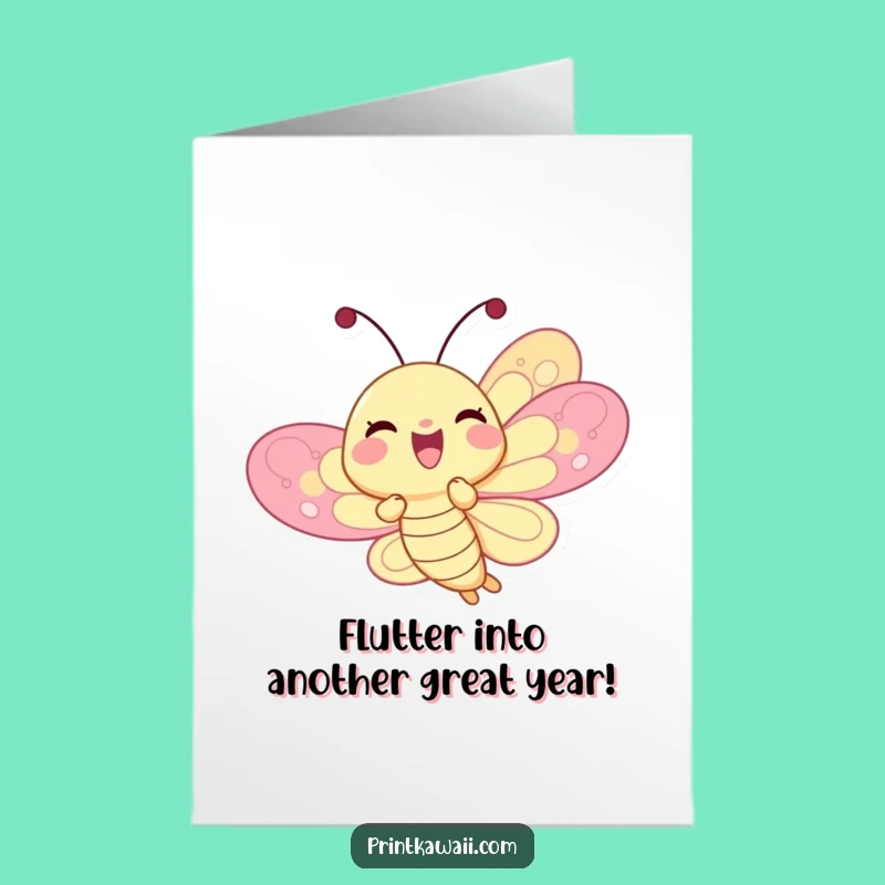 Free Printable Birthday Card: Delighted Butterfly Fun, Whimsical Downloadable Birthday Gift