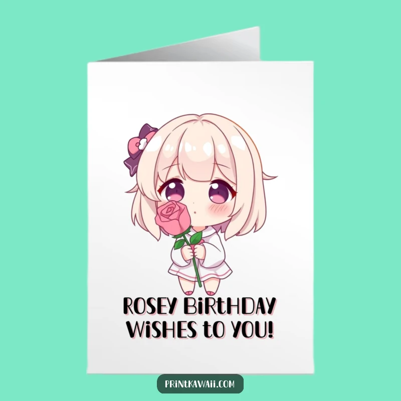 Free Printable Birthday Card: Funny Blushing Rose Character for a Hilarious Downloadable Gift!