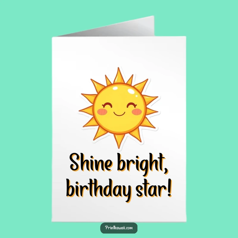 Free Printable Birthday Card: Funny Sun Character, Radiant Joy, Downloadable Greeting