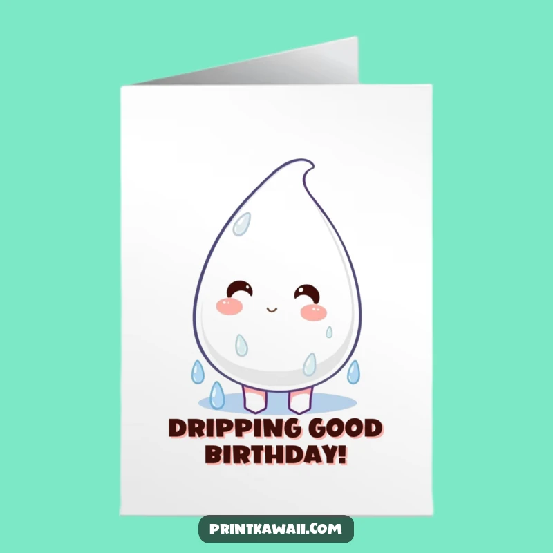 Free Printable Birthday Card: Happy Raindrop Character Fun Downloadable Gift