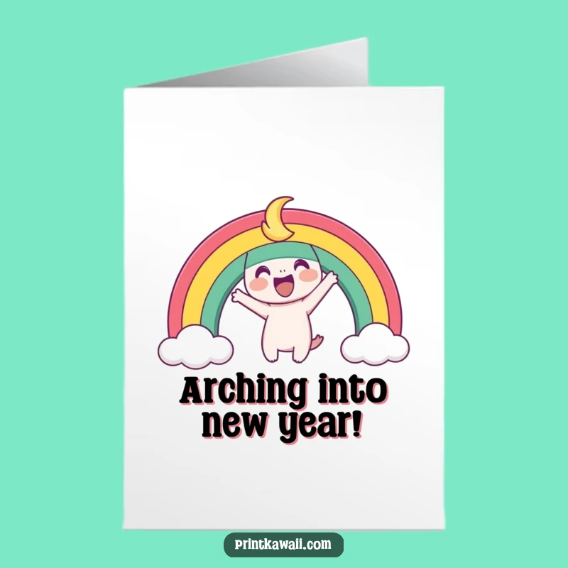 Free Printable Birthday Card: Joyful Rainbow Character Fun Downloadable Gift