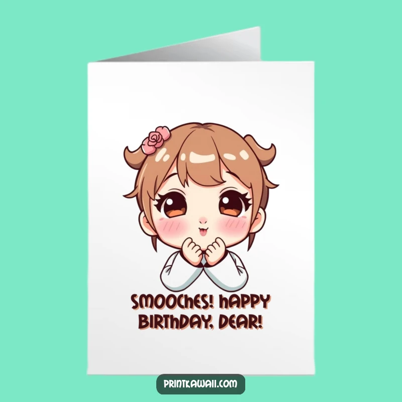 Free Printable Birthday Card: Kissy Kawaii - Sweet DIY Downloadable