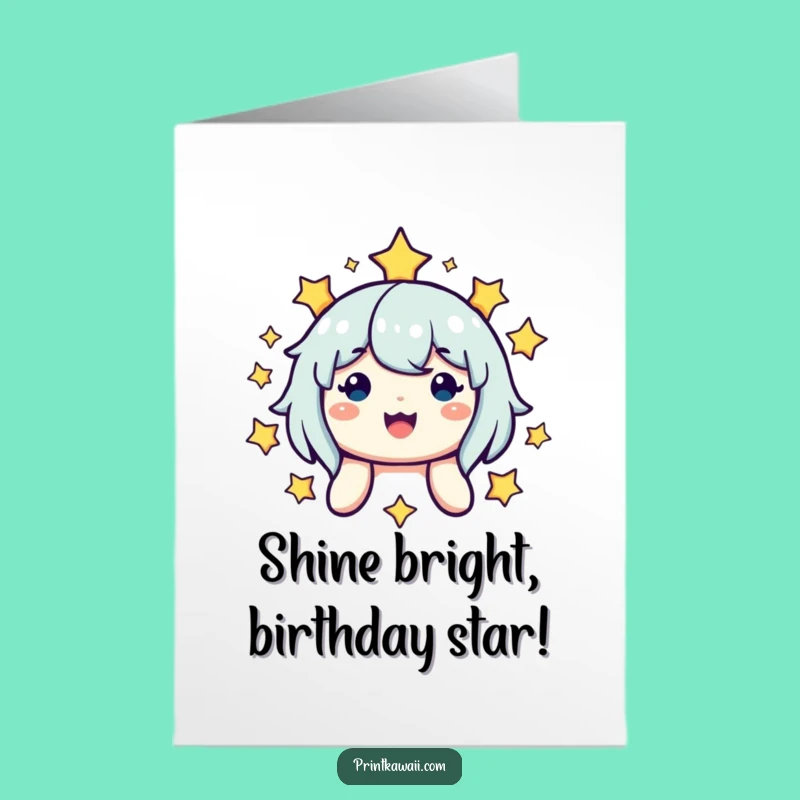 Free Printable Birthday Card: Smiling Star Character, Funny Downloadable Gift