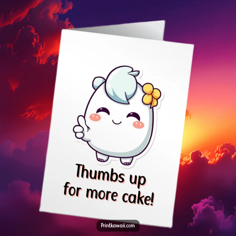 Funny Free Printable Birthday Card: Sweet Character Offering a Cheerful, Enthusiastic Thumbs Up.