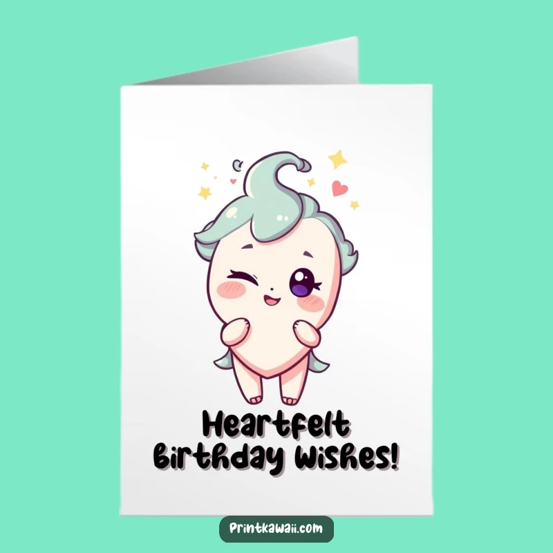 Free Printable Birthday Card: Winking Heart Playful Downloadable Gift