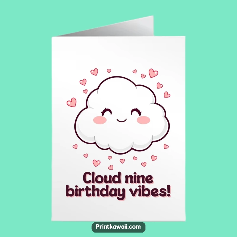 Free Printable Cloud Birthday Card: Heart Sprinkles Love Gift