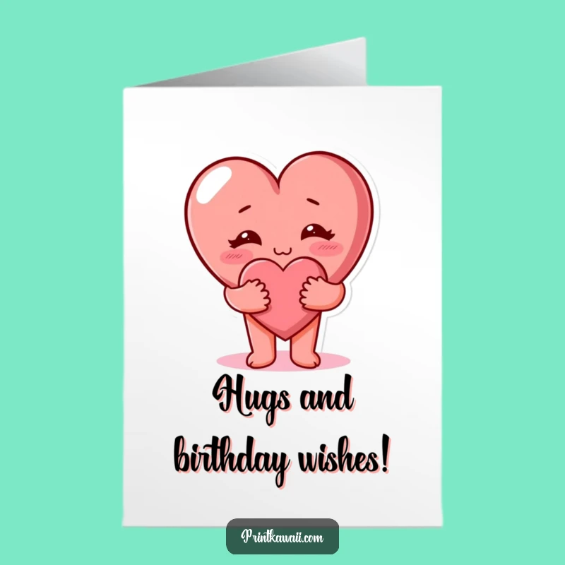 Free Printable Funny Birthday Card: Heart Hug Surprise - Downloadable Digital Gift