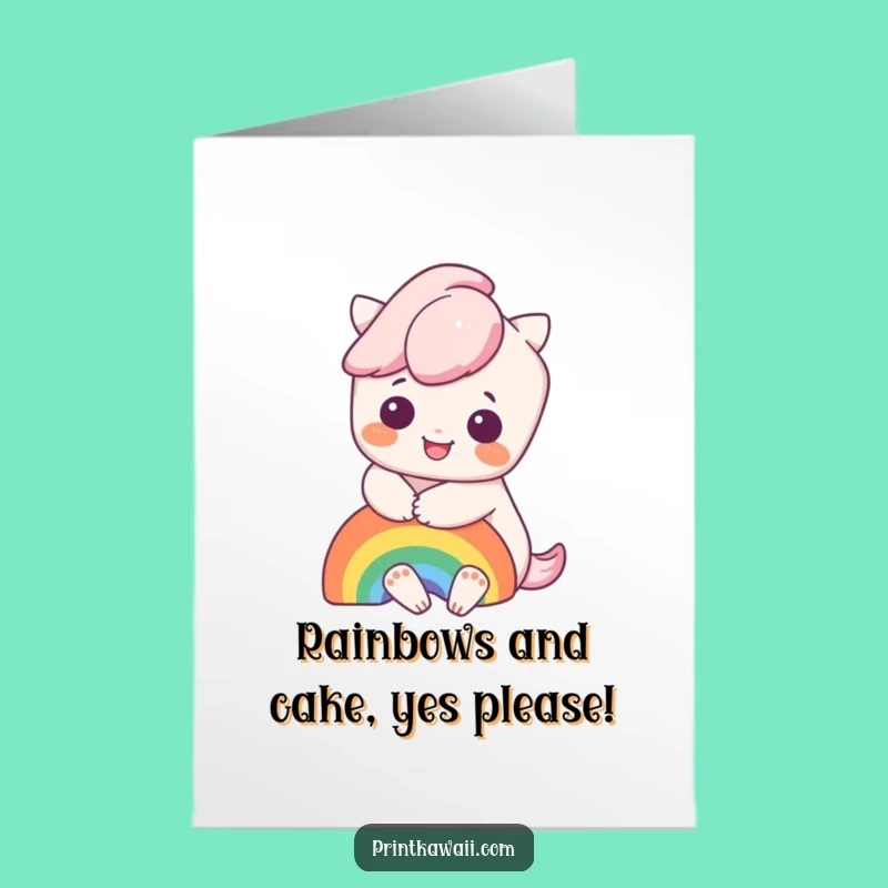 Free Printable Kawaii Rainbow Hug Birthday Card - Funny Downloadable Gift for All Ages