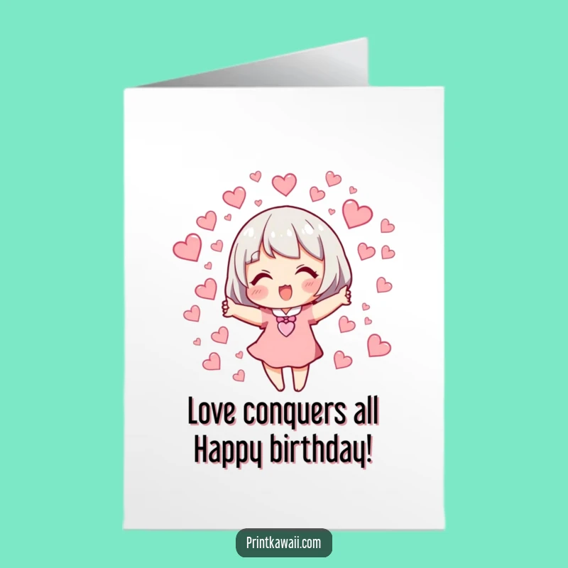 Funny Free Printable Birthday Card: Cute Character Love Bomb - Instant Download