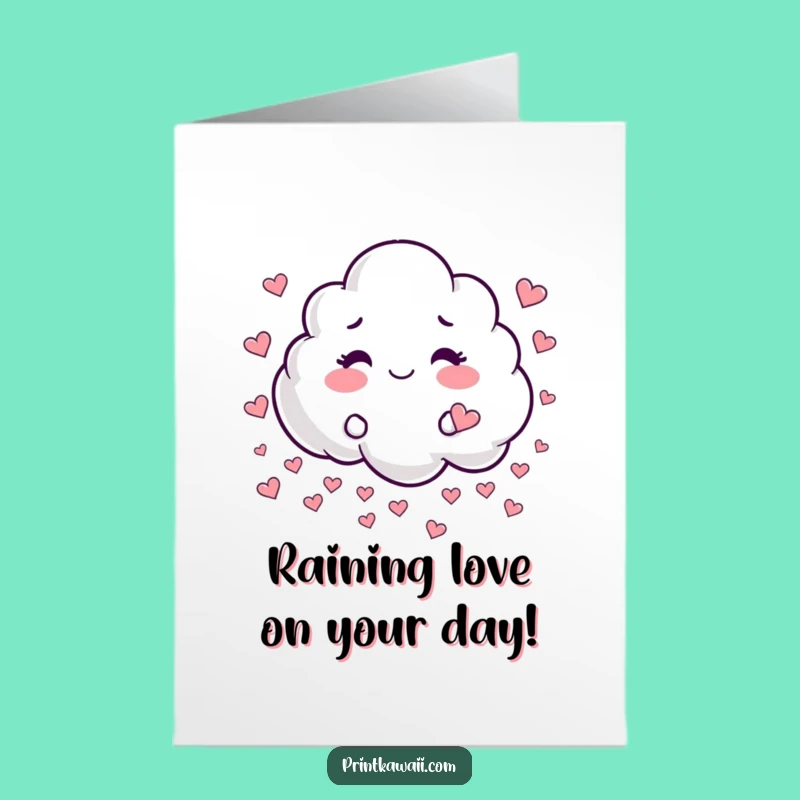 Funny Free Printable Birthday Card: Heart Rain Cloud for a Loving Downloadable Gift