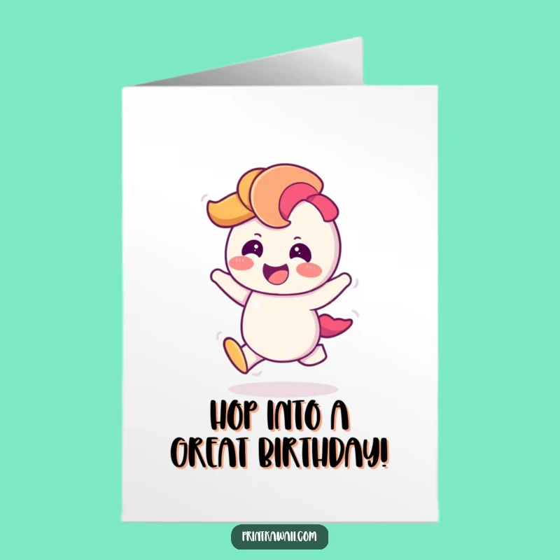 Free Printable Birthday Card: Giggling Rainbow Hop, Funny & Joyful Downloadable!