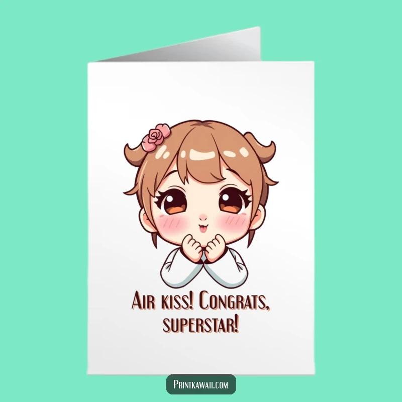 Free Printable Congrats Card: Kissy Kawaii - Cute DIY Downloadable