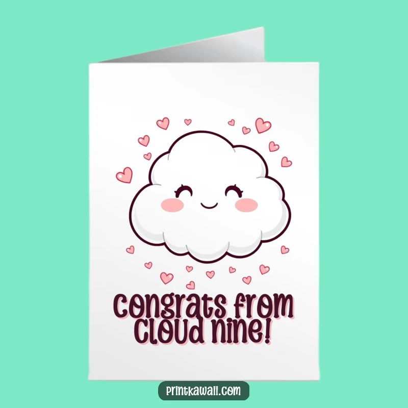 Free Printable Cloud Congrats Card: Heart Sprinkles Downloadable
