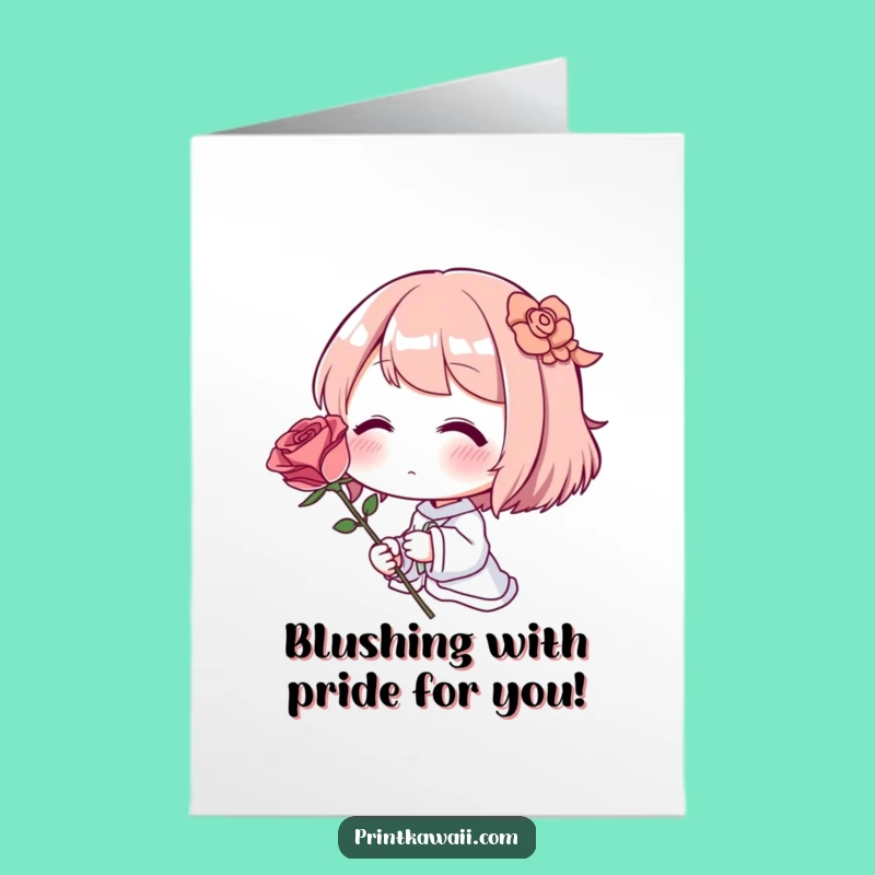 Free Printable Congrats Card: Blushing Rose Gesture - Easy Download