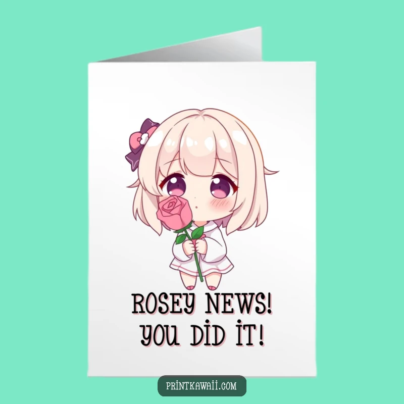 Free Printable Congrats Card: Funny Blushing Rose Character for a Humorous Downloadable Gift!