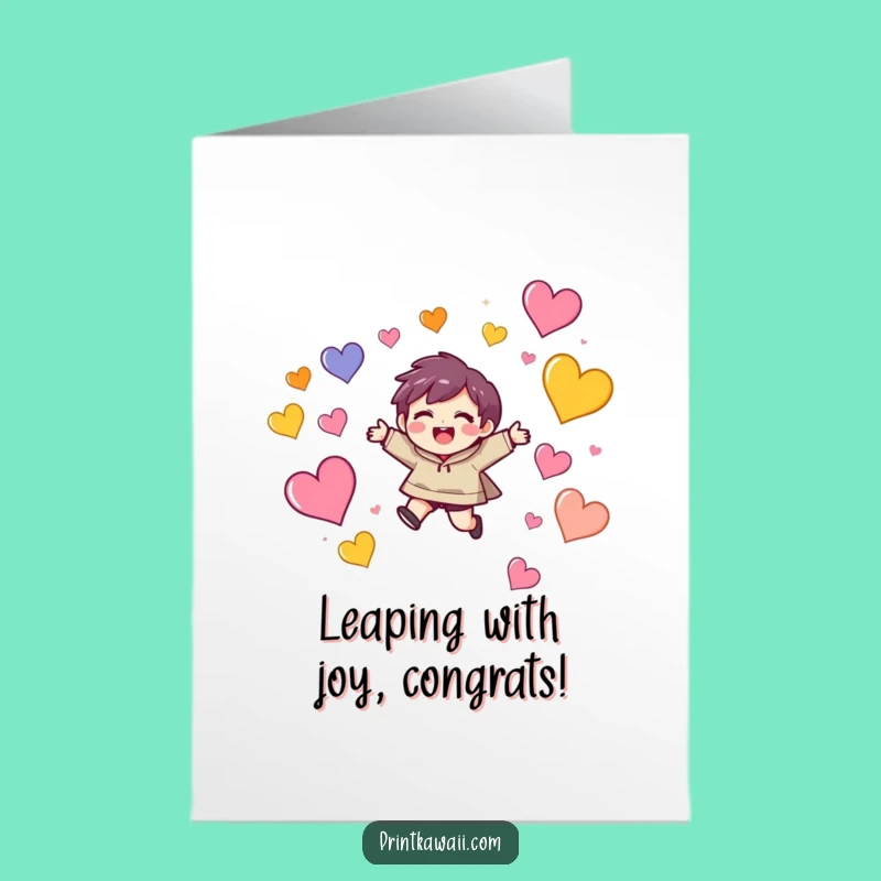 Free Printable Congrats Card: Heart Leaper - Funny Downloadable Gift for Big Wins!