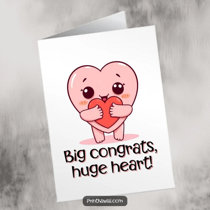 Free Printable Congratulations Card: A heart character offering a large, comforting, warm hug.