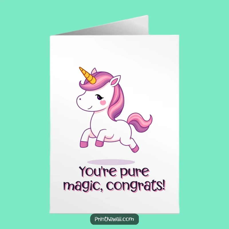 Free Printable Unicorn Congrats Card - Enchanting Downloadable Greeting for Magical Achievements