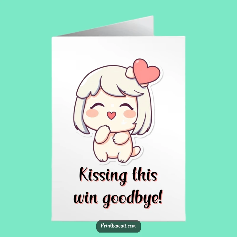 Free Printable Congrats Card: Kissing Heart Character for a Joyful Downloadable Gift!