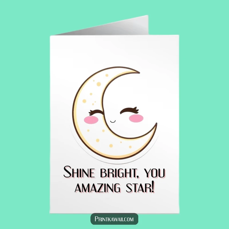 Free Printable Congrats Card: Winking Moon Character Funny Downloadable Gift
