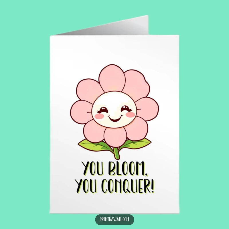 Free Printable Congrats Card: Flower Character's Blooming Success Downloadable Gift