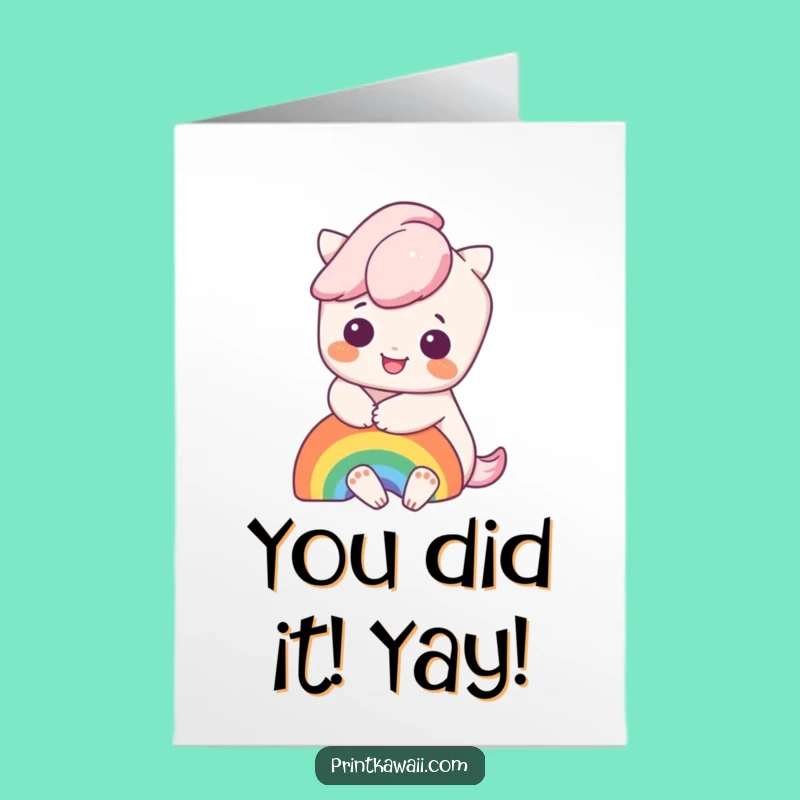 Free Printable Kawaii Rainbow Hug Congratulations Card - Joyful Downloadable Gift