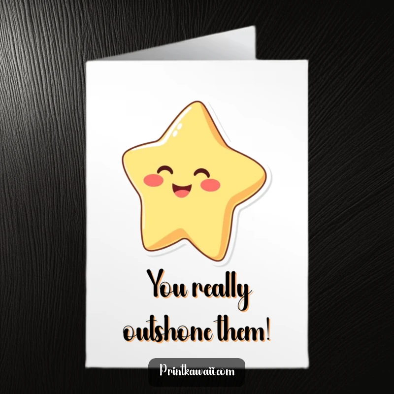 Funny Free Printable Congratulations Card with a beaming star character, a cheerful and downloadable way to celebrate.