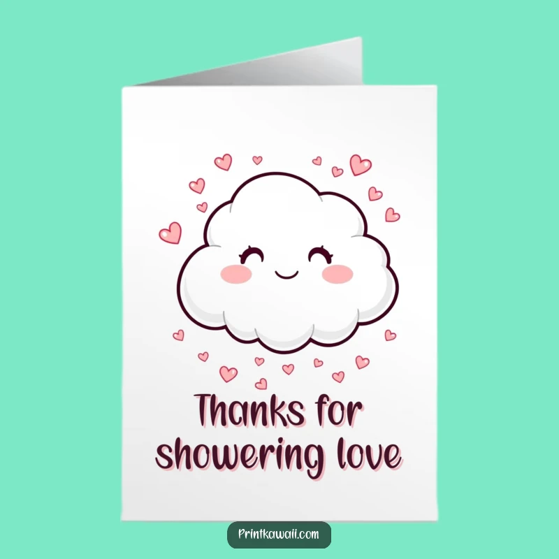 Free Printable Cloud Thank You Card: Heart Sprinkles Gift