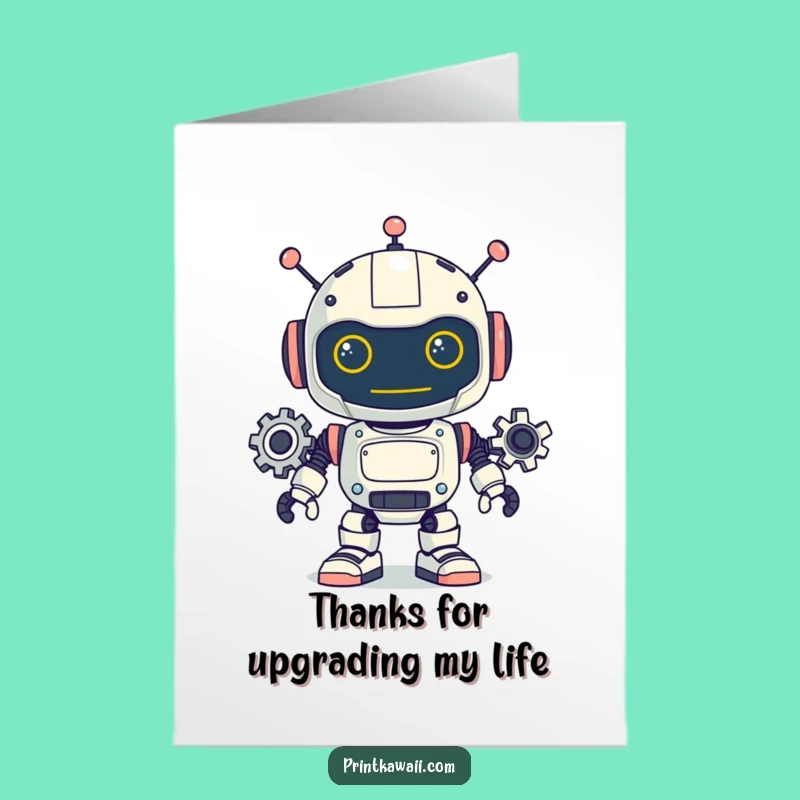 Free Printable Robot Thank You Card: Funny Downloadable Appreciation Gift