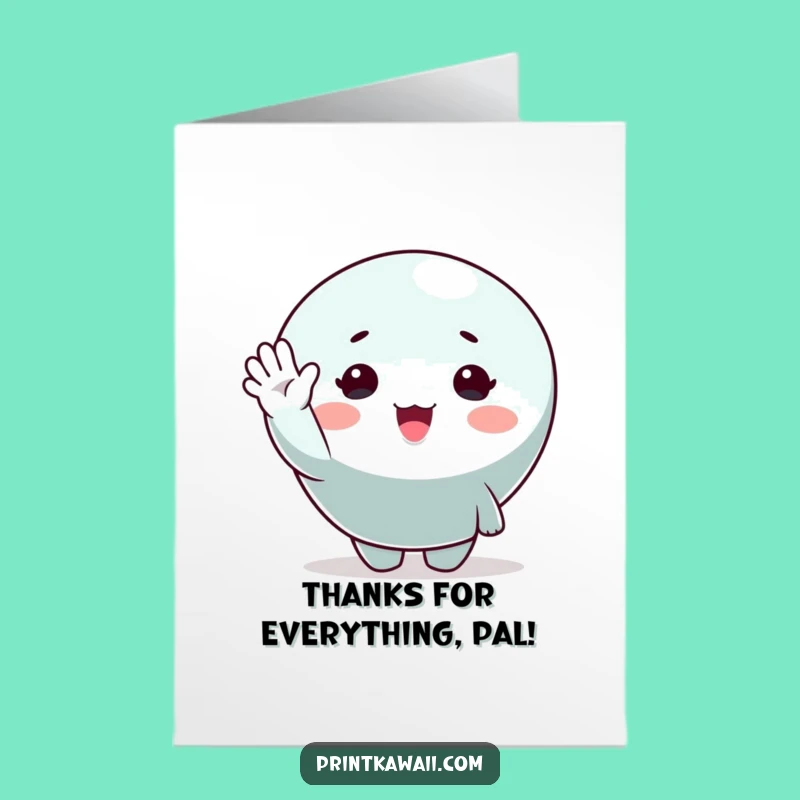 Free Printable Thank You Card: Cute Waving Character, Funny Downloadable Design for Expressing Gratitude