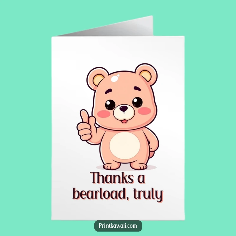 Free Printable Thank You Card: Gummy Bear Giving Thumbs Up for Your Kindness