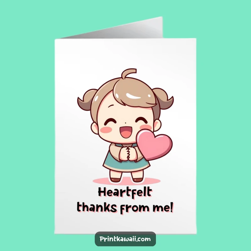 Free Printable Thank You Card: Happy Heart Character for a Sweet Downloadable Gift!