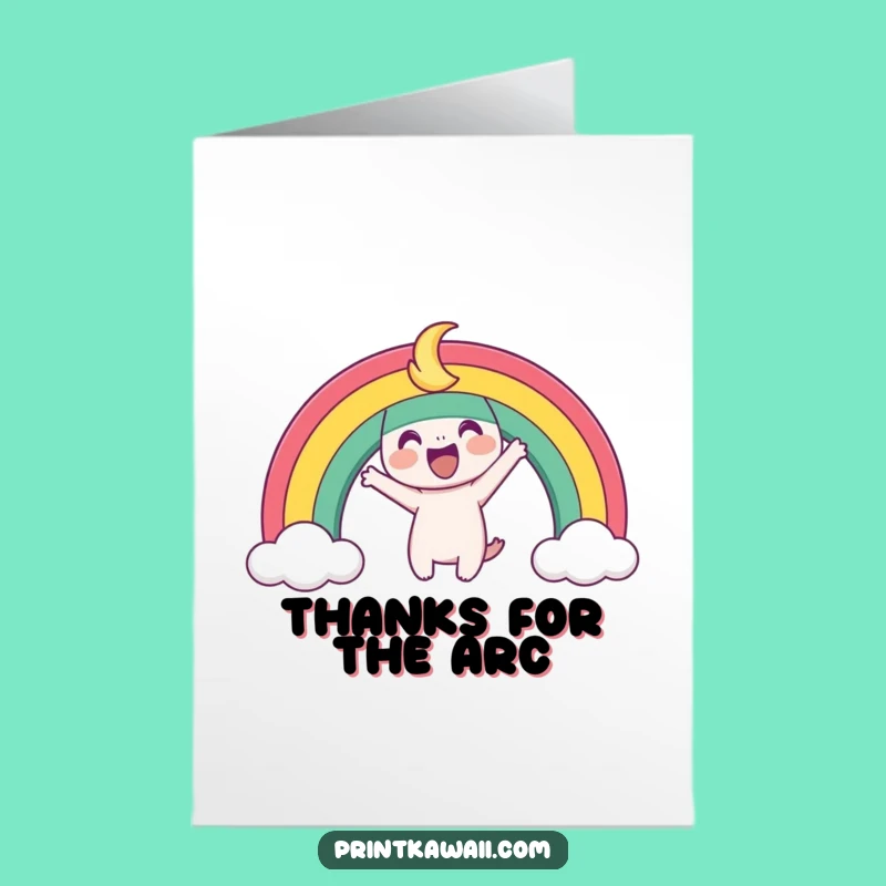 Free Printable Thank You Card: Rainbow Character Cheerful Downloadable Gift