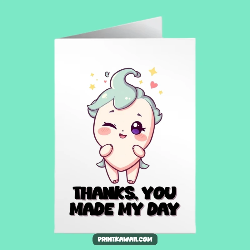 Free Printable Thank You Card: Winking Heart Gratitude Downloadable Gift