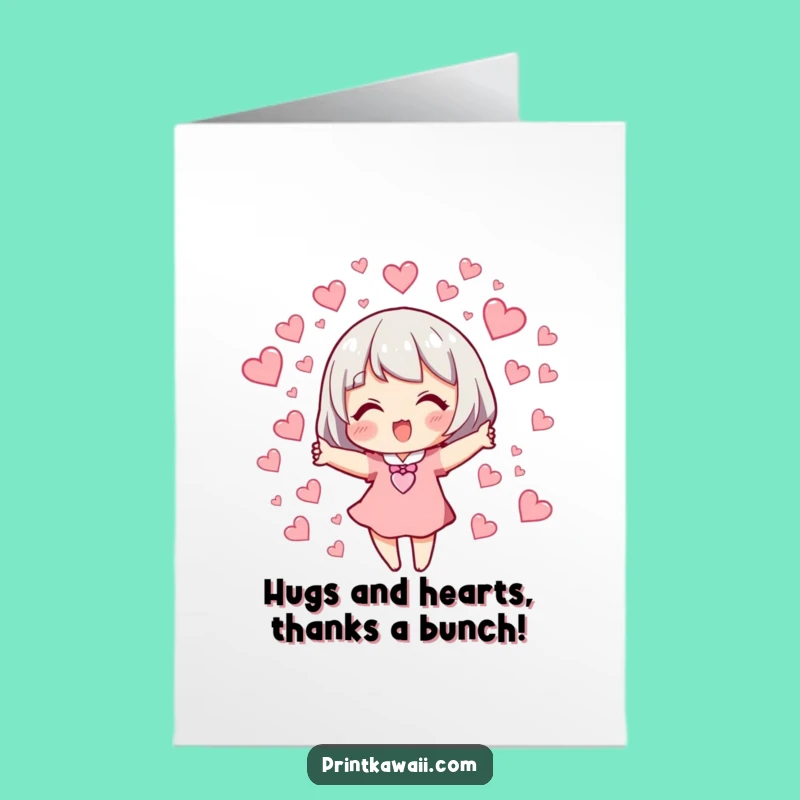 Thank You Free Printable Card: Heart Explosion Character - Easy DIY