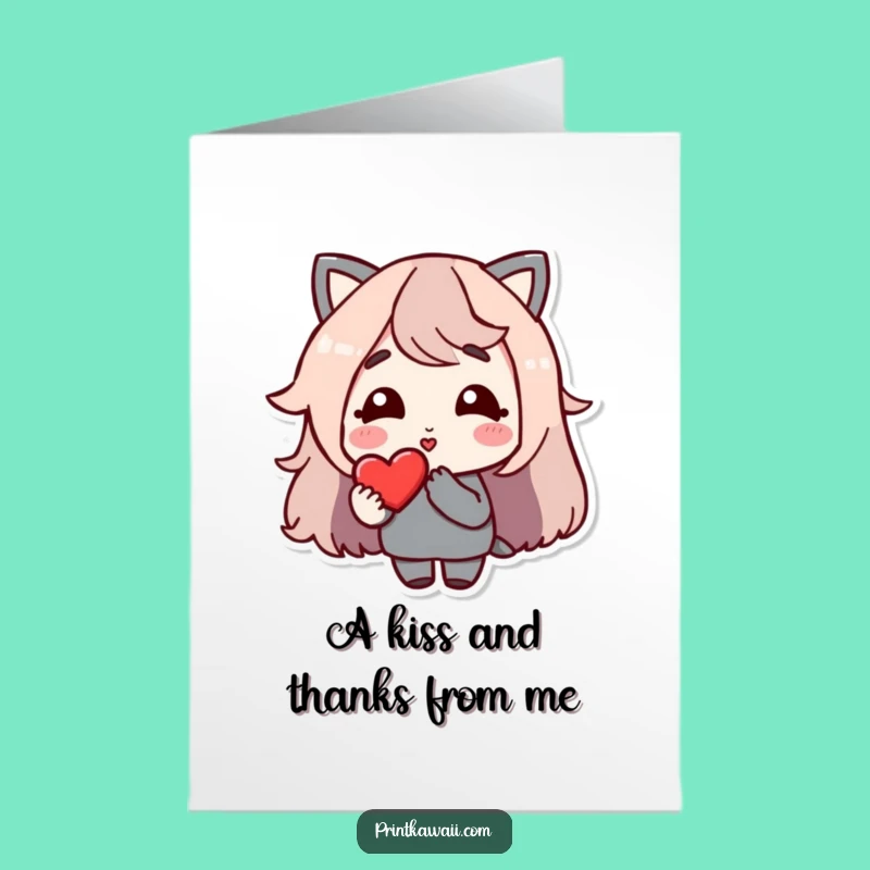 Thank You Free Printable Card: Kissing Heart Thanks - DIY Gift